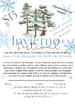 winter background on school flyer - Spanish